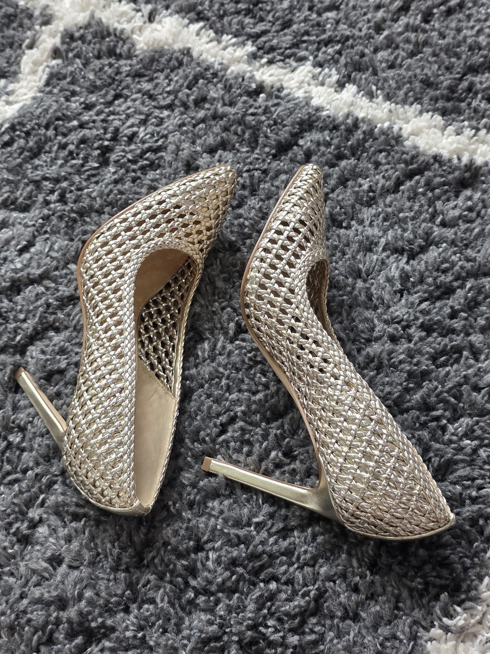 Nine West Women's Metallic Woven Pointed-Toe Pumps - Gold Size 8 - Picture 7 of 11